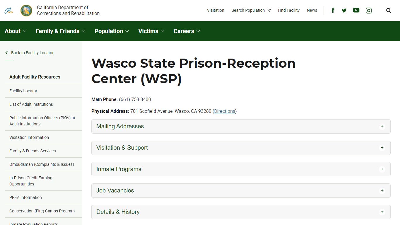 Wasco State Prison-Reception Center (WSP) - CDCR