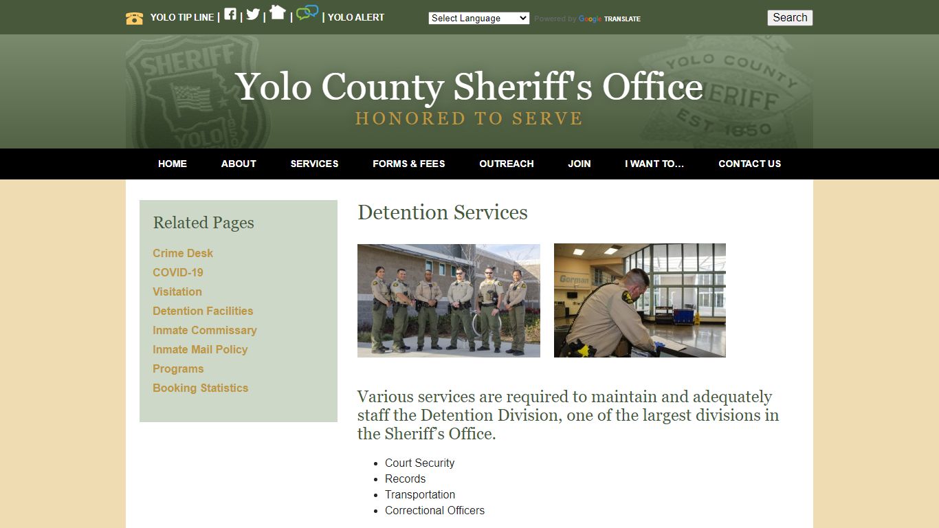Detention Services - Yolo County Sheriff's Office | Woodland, CA